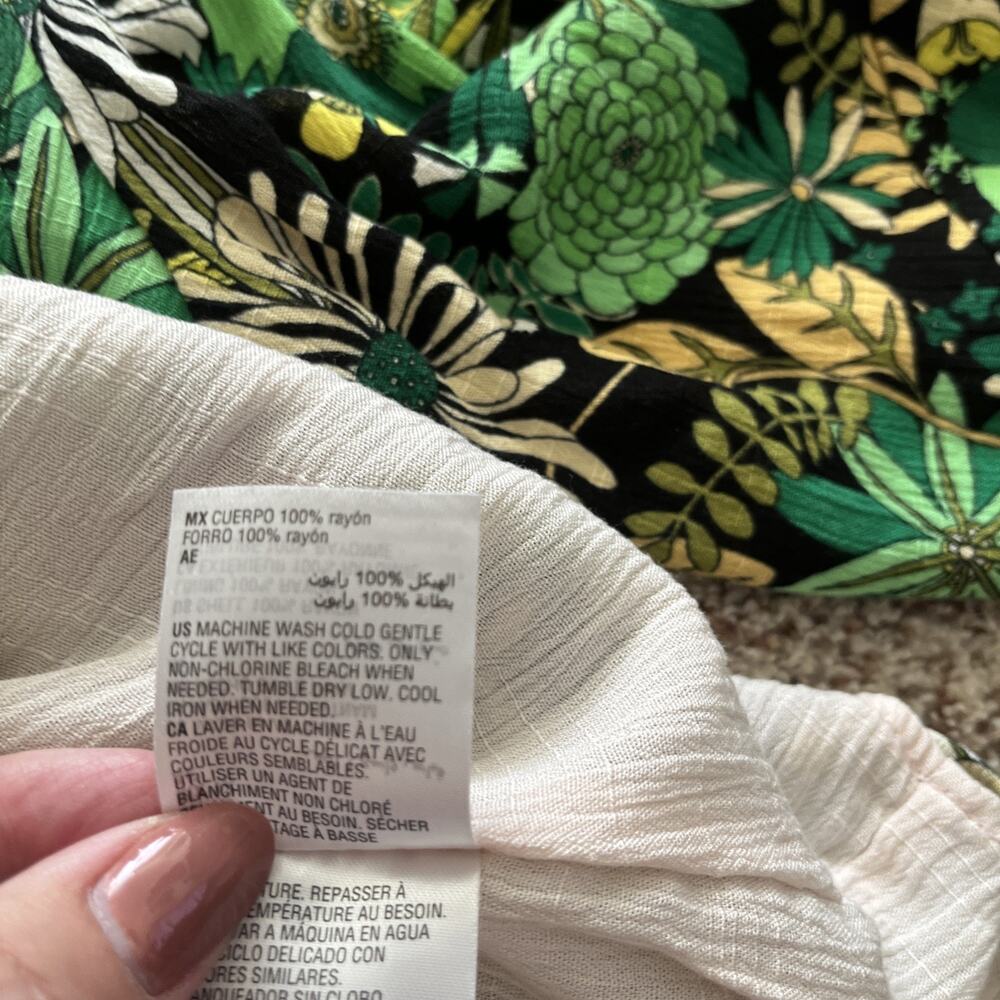 INC International Concepts Yellow Green Floral Top 1X Boho Retro 70s Hippie Bold - Picture 9 of 10